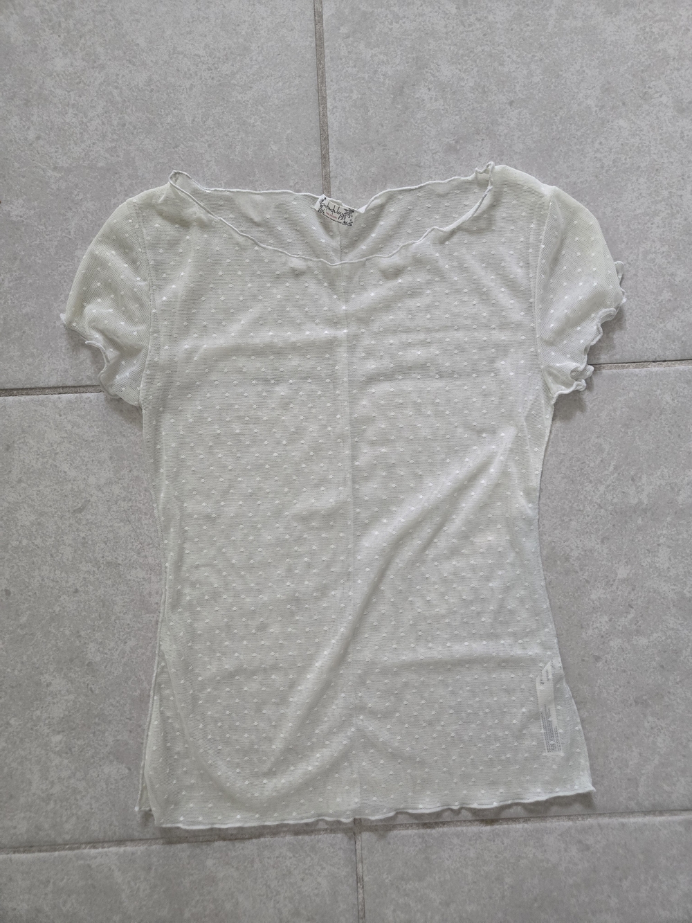 Free People Sheer Swiss Dot Short Sleeve Top - Cream